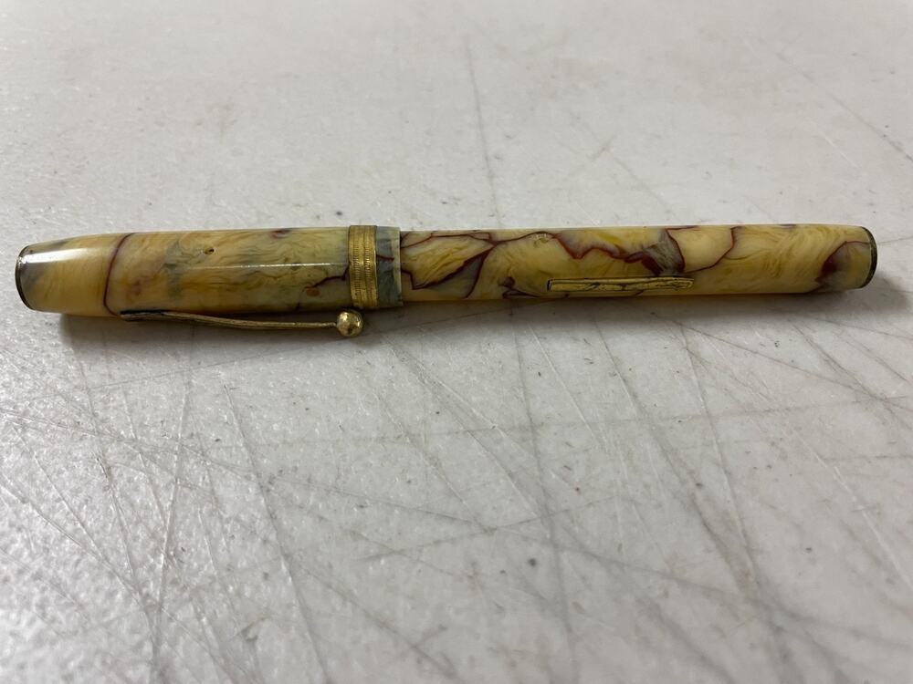 Vintage Morgan Lever Fill Fountain Pen MARBLED 14k Gold